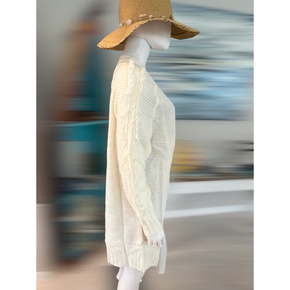 POLAGRAM Ivory frayed sleeve cardi M L - Picture 5 of 7